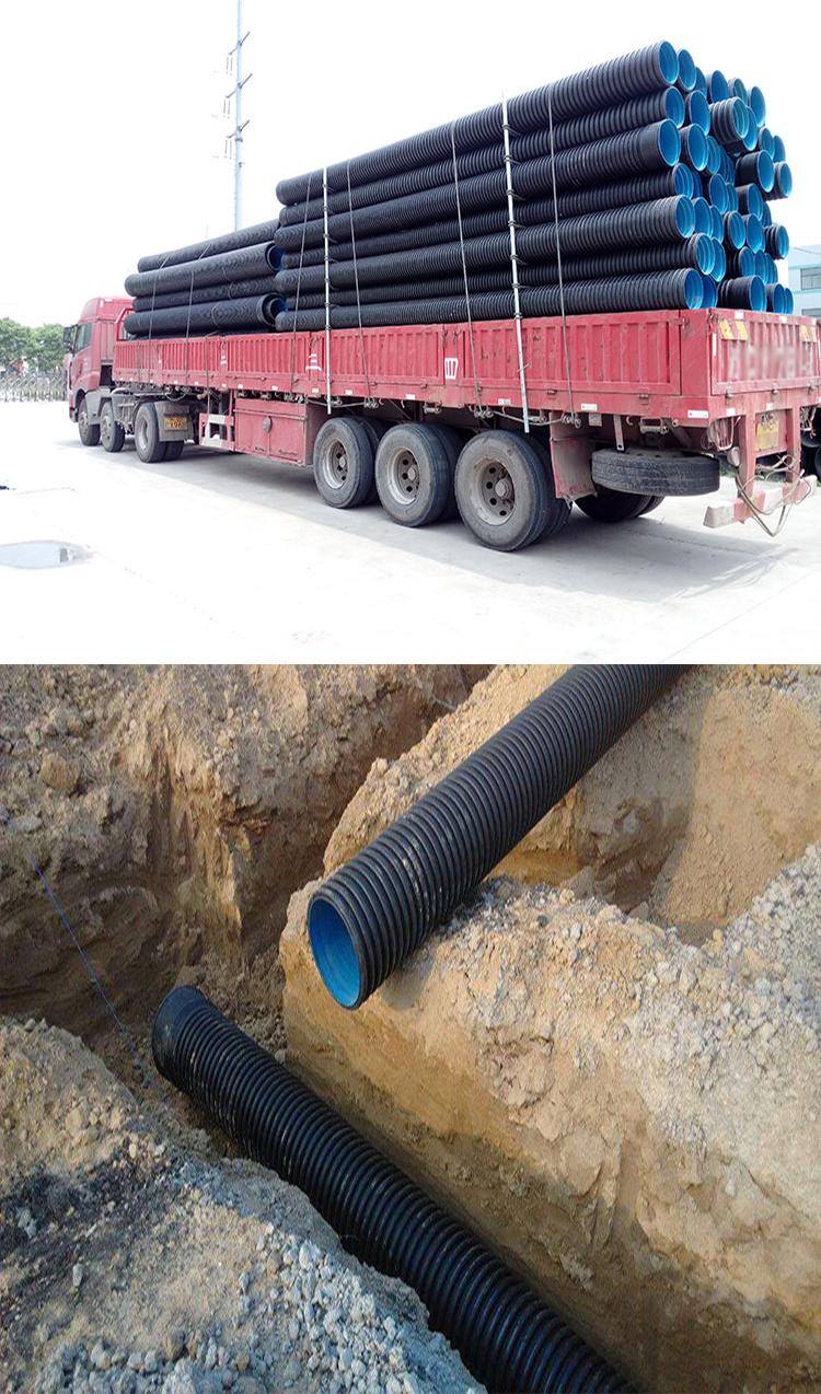 浩輝雙壁波紋管廠家pe雙壁波紋管dn200hdpe雙壁波紋管內徑顏色定制